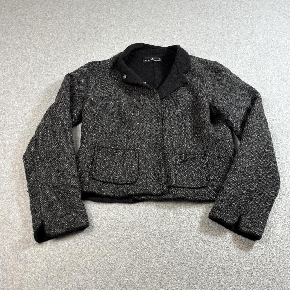 Peruvian Connection Wool Baby Alpaca Jacket Women 10 Gray Snap Front Reversible